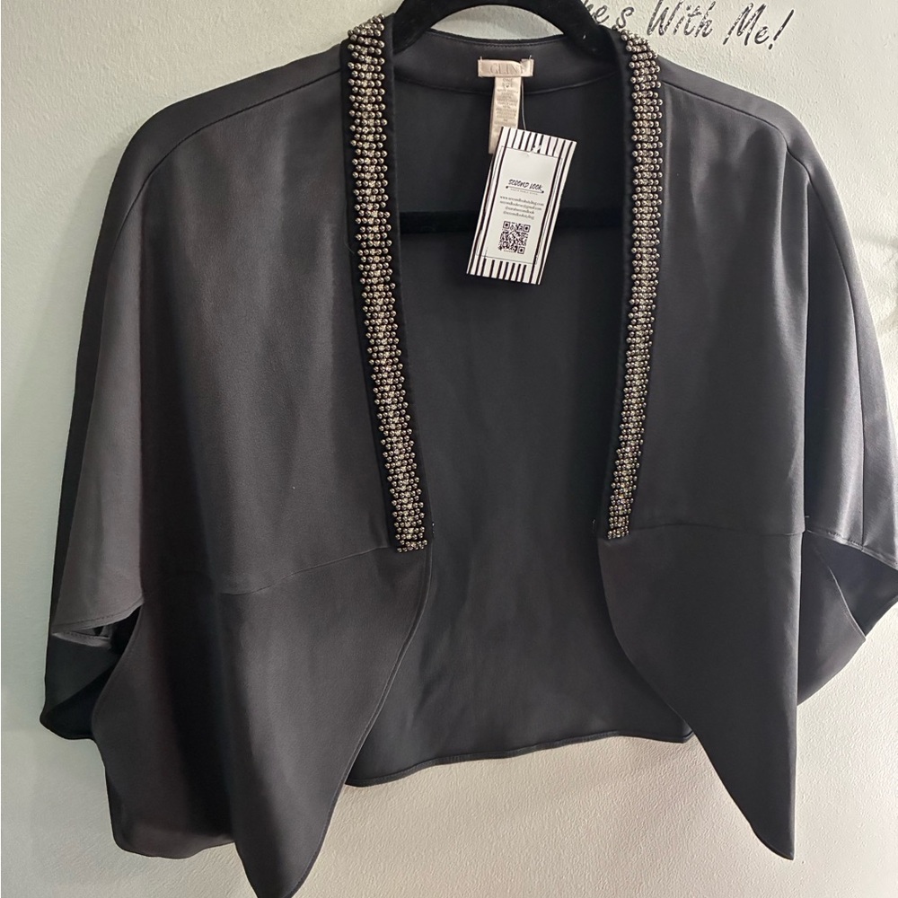 Glint Black Beaded Open-Front Capelet